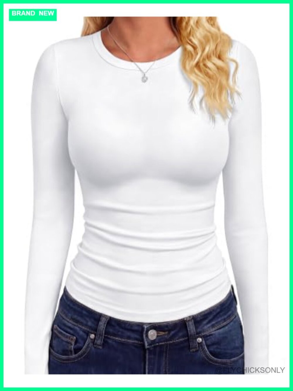 Women's Fitted Long Sleeve Crew Neck T-Shirt Stretch Slim Fit Tee Top